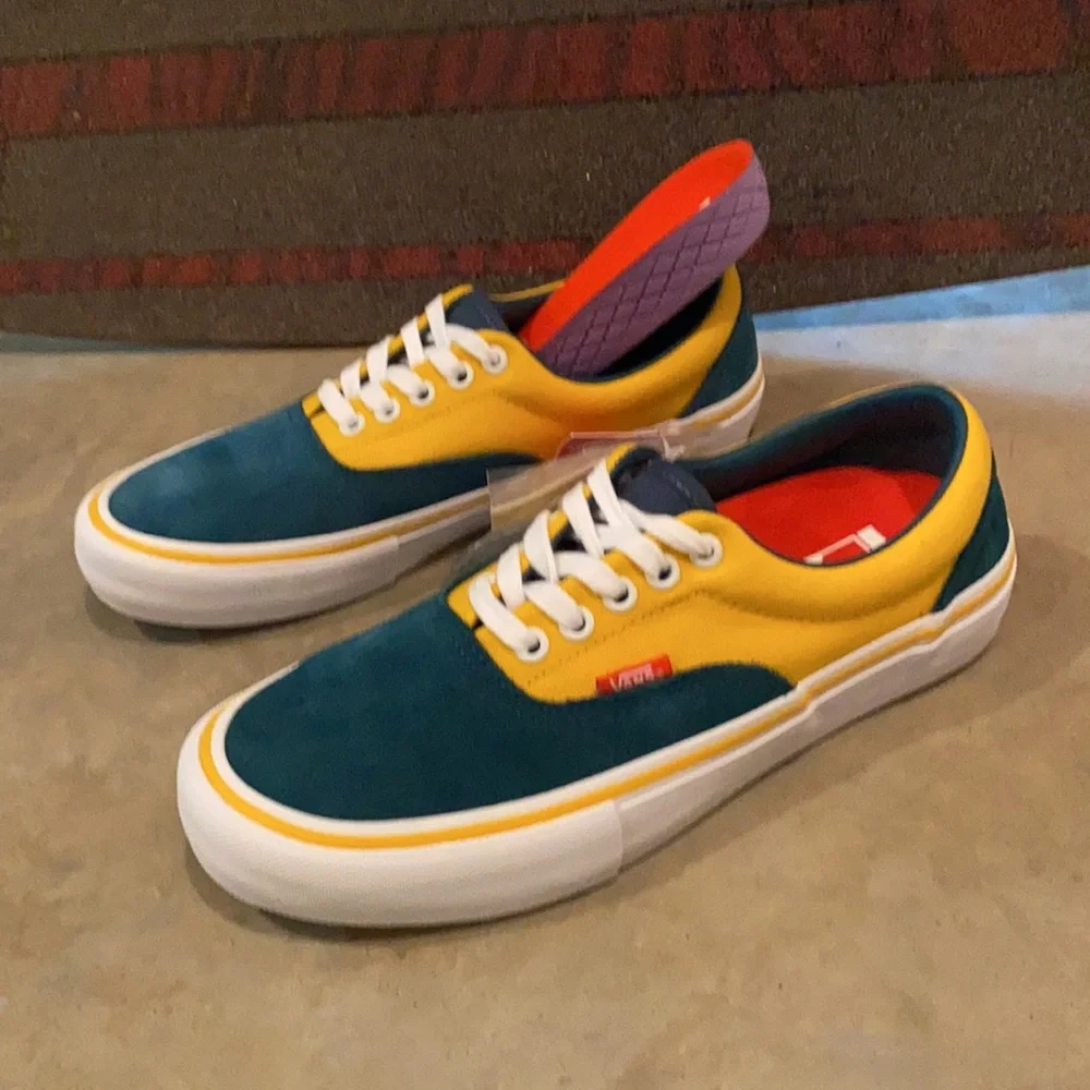 Vans Authentic Two-Tone Yellow & Teal Canvas Sneakers